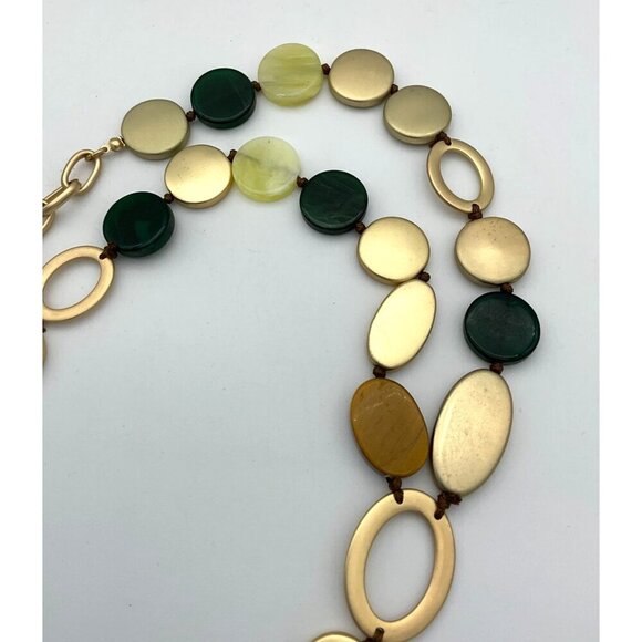 Chicos Liza Collection Multi Colored Oval Stone Matte Chain Link Y-Necklace NWT - Picture 4 of 6